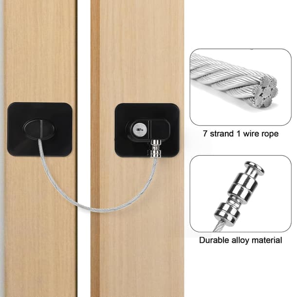 Safety Lock - 4-pack - Refrigerator Lock with Key - Refrigerator Safety Lock - Window Lock without Drilling with 4 Keys for Cabinets - Windows - R