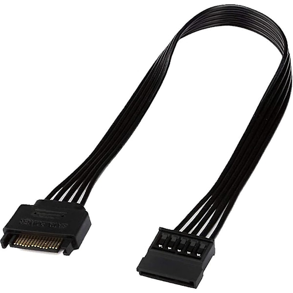 pc Sata Strömförlängningskabel, 15-stifts Sata Hane till Hona Förlängningskabeladapter för Hårddisk