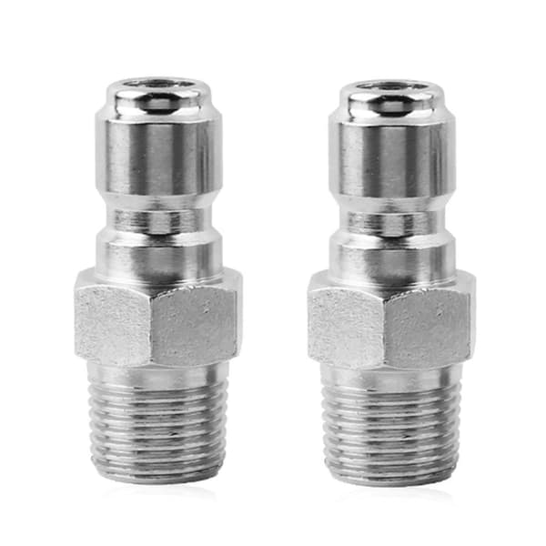 2x Høytrykksvaskeradapter 3/8 Tommers Hurtigkoblinger Rustfritt Stål