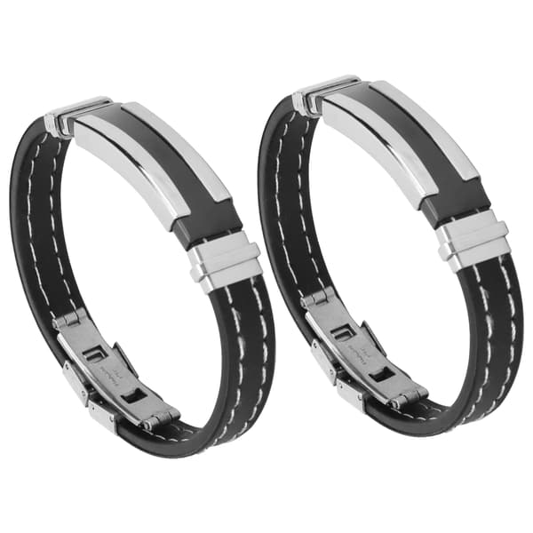 2 stk. armbånd i rustfrit stål og silikone, mode til mænd, justerbart armbånd, smykketilbehør