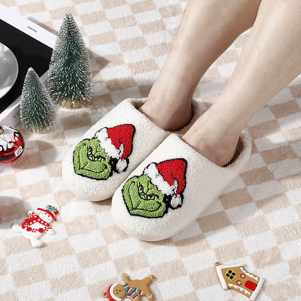 Glædelig Grinchmas Broderede Hjemmesko, Jule Grinch Hjemmesko 39 40 39 40