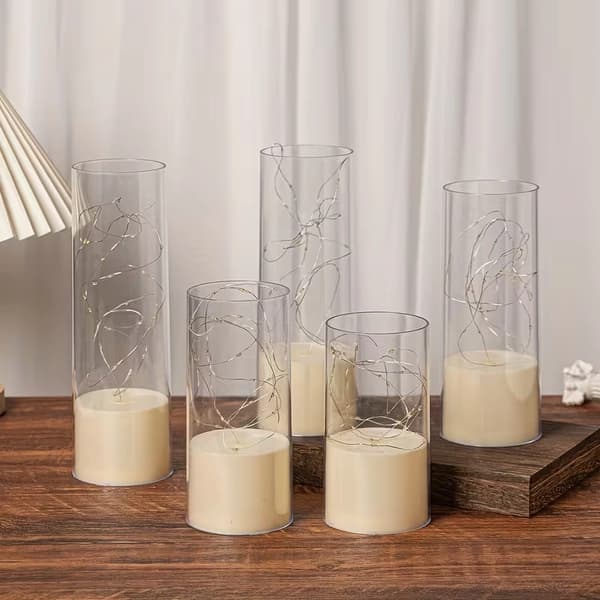 Transparent Glass Star LED Light Lamp with Simulated Wax Base, Suitable for Bedroom, Dining Table, Wedding Party Soft Lighting Background