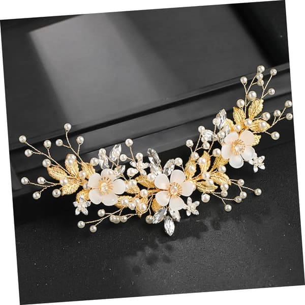 Perlehårkam bryllupshodeplagg med rhinestone og perle for kvinner, hvit, wire ABS, bryllup -