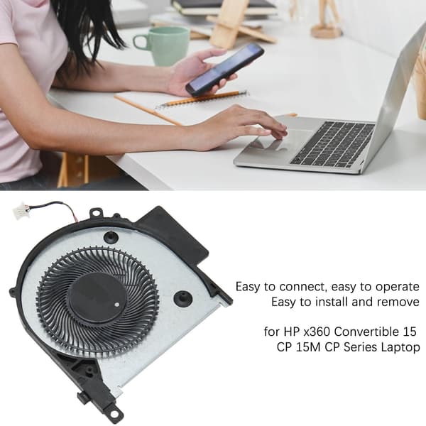 CPU Cooling Fan Replacement for HP X360 Convertible 15 CP 15M CP Series Laptops 4-Pin DC 5V 0.5A Cooling Fan
