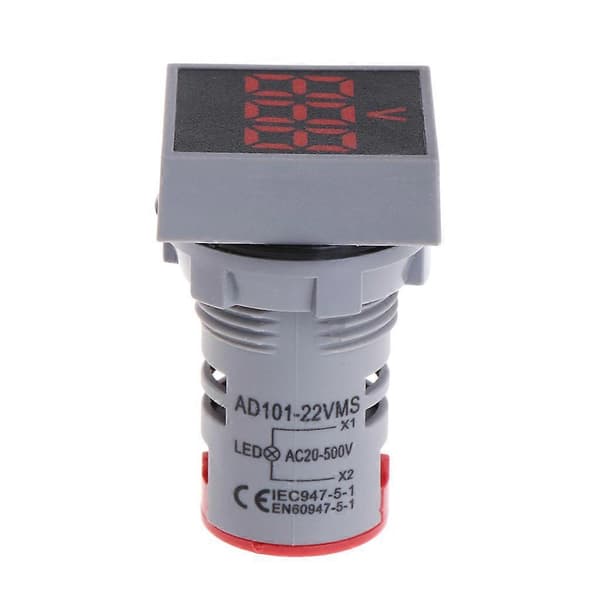22mm Firkantet DIY Mini Digital Voltmeter AC 12-500 Digital Panel Lys Voltmeter