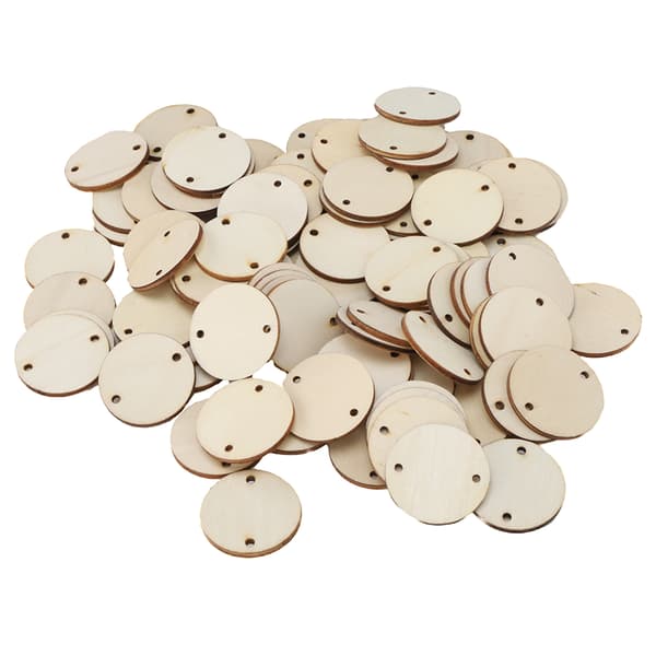 100 Pcs Wood Chips DIY Round Blank Pendants Home Decoration Handmade Accessories