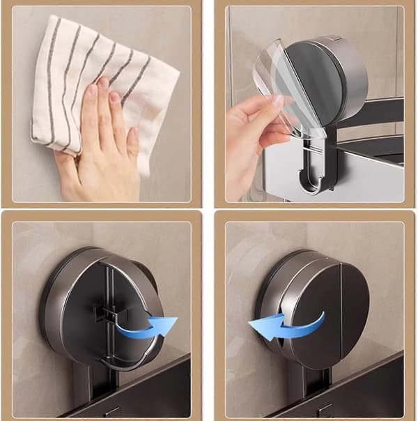 Corner Shower Shelf without Drilling, Aluminum Bathroom Organizer with Suction Cup and Strong Load Capacity