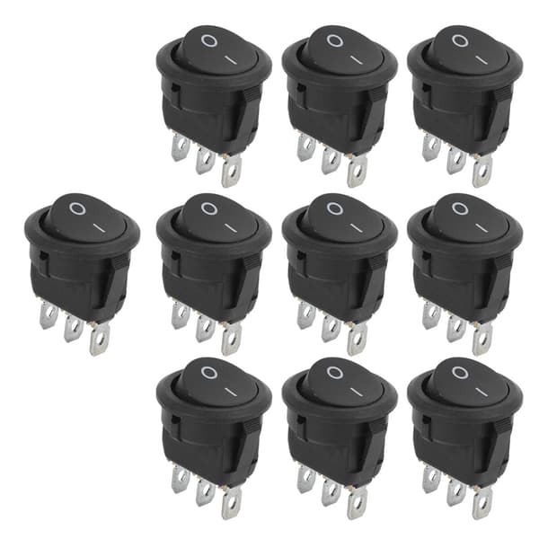 10 stk. 23 mm mini vippekontakt 3-benet 2-positions rund båd mini ON/OFF