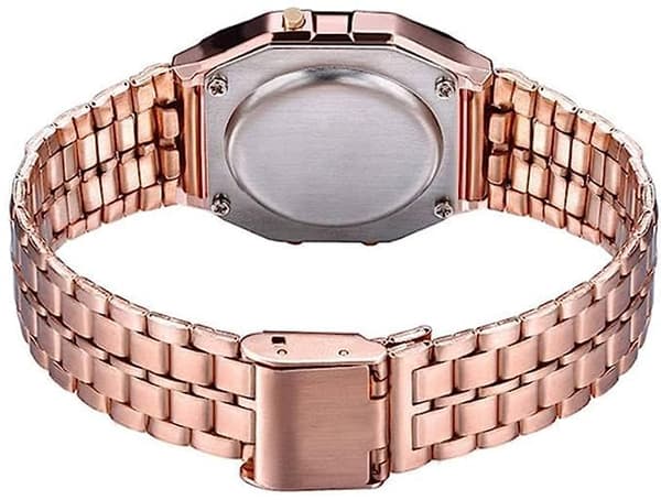 Stålband LED elektronisk klocka guld och silver ultratunn elektronisk klocka (roséguld)