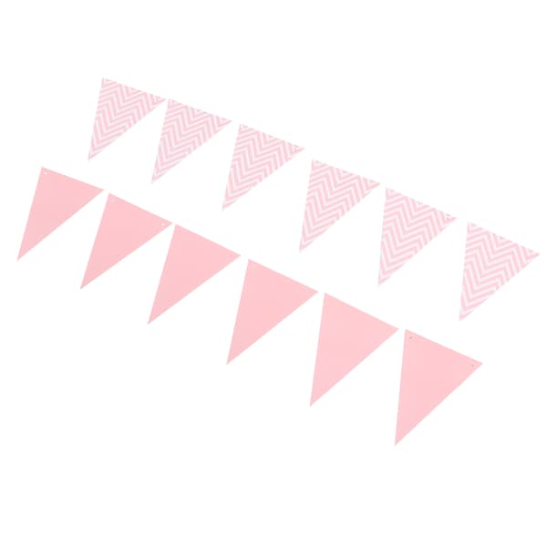 Vimpel Bryllupsrom Barnerom Bursdagsfest Pynte Tilbehør Bølget Trekkflagg Vimpel Bunting Rosa