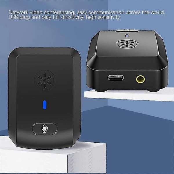 360 graders omnidirektionel mikrofon USB-bordcomputermikrofon til møder, kontor, onlineundervisning, L