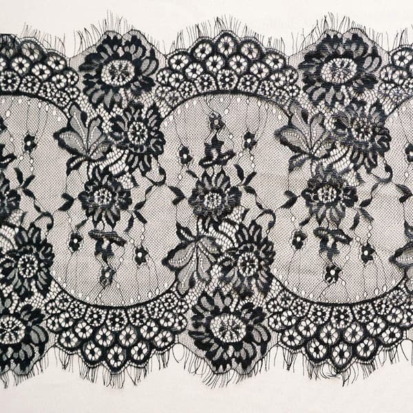 4 stk Blondekantede Bordløbere 36x300cm til Bryllup, Polterabend, Babyshower, Festlig Borddekoration, Sort Rustik Rosebroderi