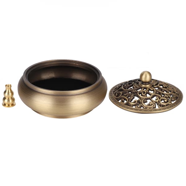 Brass Household Incense Burner, Craft Decoration (Round Top)