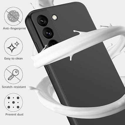 Black, Camera Protection Case for Samsung Galaxy S22, Samsung S22 5G Silicone Case, Shockproof Protective Case, Thin, Soft, Elegant
