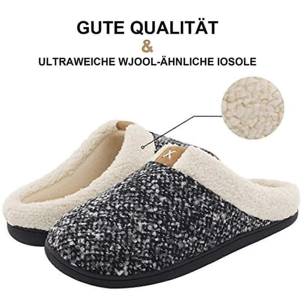 Damesko med memory foam, gave til kvinder, uldlignende hjemmesko med skridsikker gummisål til damer