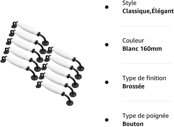 10 x Møbelhåndtak Rørhåndtak, Møbeldørpinne Hånd