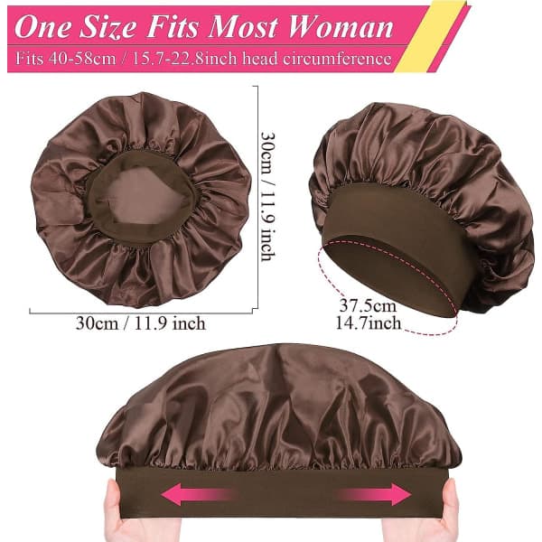 2-pack Satin Night Cap, Satin Night Cap, Silk Night Cap Night Cap for Women (Black, Coffee)