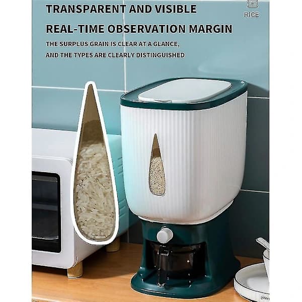 10 kg Automatisk Risdispenser med Skylle-/Vaskeskål Smart Risdispenser Risopbevaring Risbeholder Husholdning