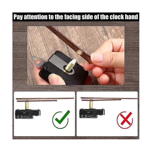 4 Pieces Quartz Clock Movement Mechanism Parts with 4 Walnut Clock Hands Clock Accessories for Clock Repair