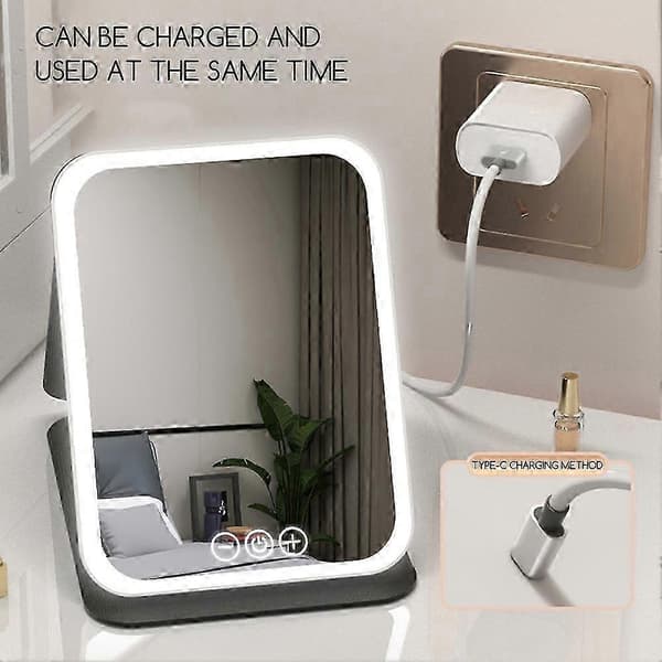 LED-belyst speil USB oppladbart bærbart sminkefylllys for baderom soverom hvit L White L
