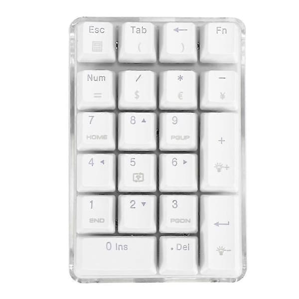 Mechanical Numeric Keypad Gateron Brown Switch Wired Gaming Keyboard Crystal Case White Backlight 21 Keys