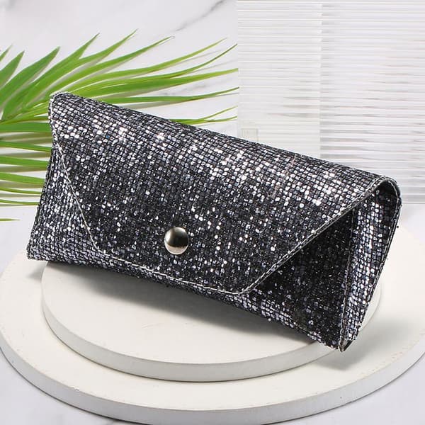 Retro solglasögonfodral Bärbar Unisex Solglasögon Glitterfodral Skyddande Paljetter Glasögonfodral