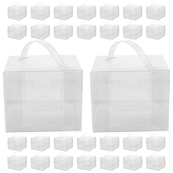 Portable Cake Boxes Transparent Cake Boxes with Handle for Storage 10 Pcs