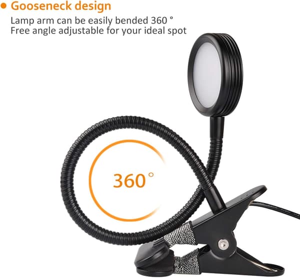 Klemme lampe / Læselampe / Farveskiftende lys / Natlampe