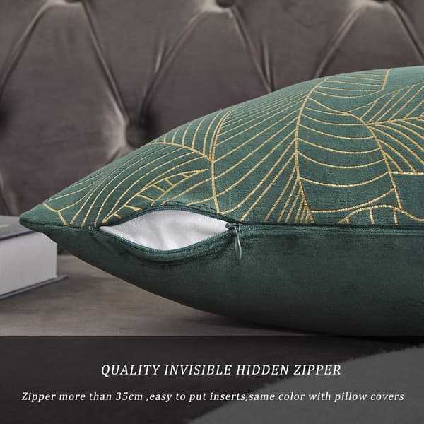 Sammet Kuddfodral 30x50 cm Dekoration Tryckt Guld Kuddfodral för Soffa Sovrum Bil Vardagsrum Kuddfodral Grön Set om 2