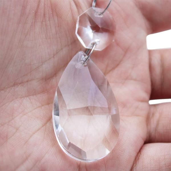 24 stk) 38 mm dråpeformet krystallanheng krystallglass lysekroneprisme KLB