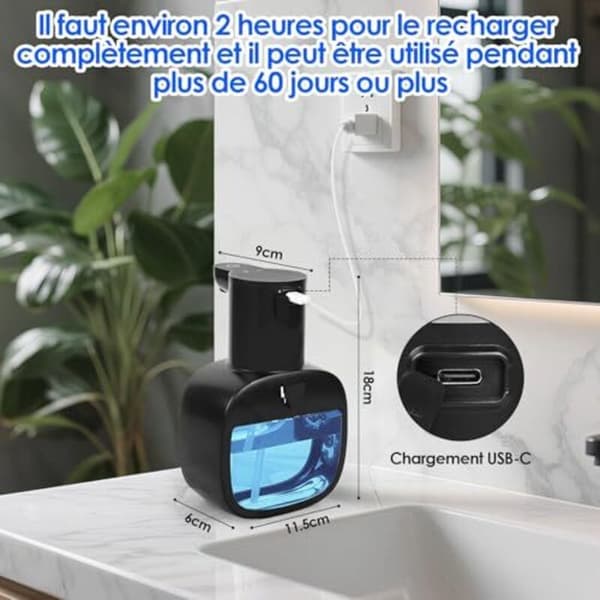 Automatic Soap Dispenser 500ml Wall Mounted for Kitchen Bathroom Compatible with Dish Soap Black