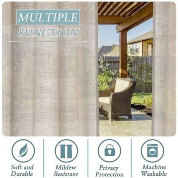 Waterproof Self-Adhesive Outdoor Curtains Natural Material Linen Removable 5284