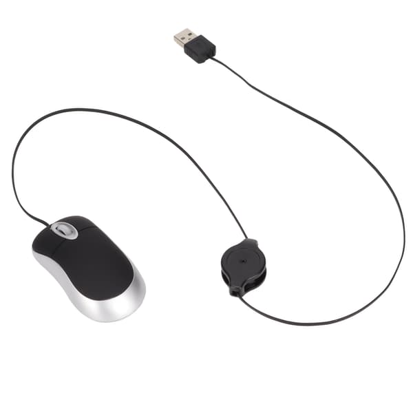 Mini Mouse Fashionable Glossy Surface 68cm Retractable Cord Plug and Play Portable Wide Compatibility Laptop Mouse