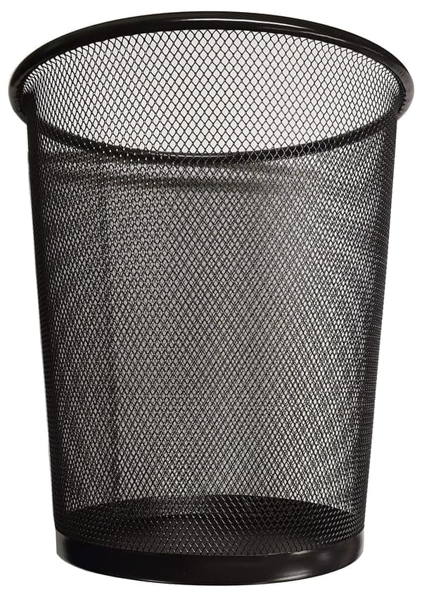 Circular Mesh Wastebasket, Trash Can for Bathroom, Kitchen, Home Office, Dorm (BLACK)