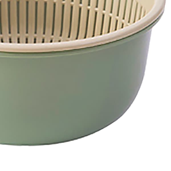 Fruit Vegetable Washing Basket Round Double Layer Kitchen Colander Bowl Set for Fruit Vegetable Washing Green