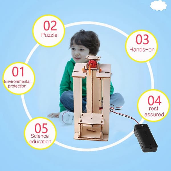 DIY Elektrisk Elevator Model Børn Drengelegetøj Videnskabeligt Eksperiment Puslespilssæt