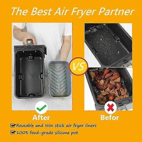 2 stk. silikoneforme til dobbelt airfryer, silikonekurv til dobbelt airfryer, airfryer-stativ, tilbehør til airfryer, ovn og mi