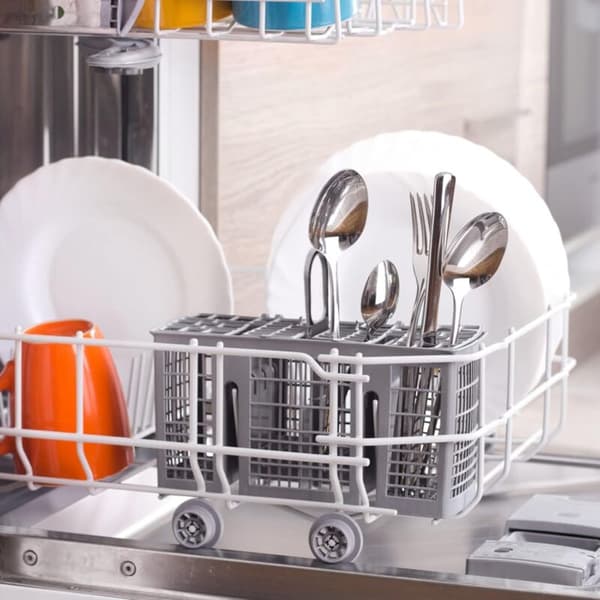 Universal Dishwasher Cutlery Basket with Detachable Handle for Hotpoint Indesit Whirlpool Grey
