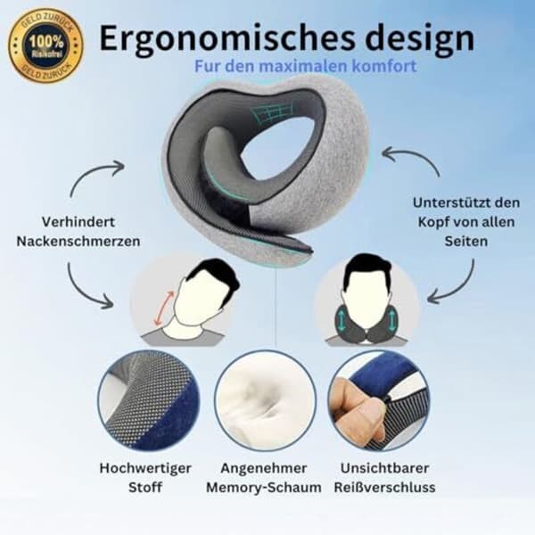 Memory Foam Travel Pillow for Airplane Car Compatible with All Brands Headrest Comfortable Sleeping Pillow