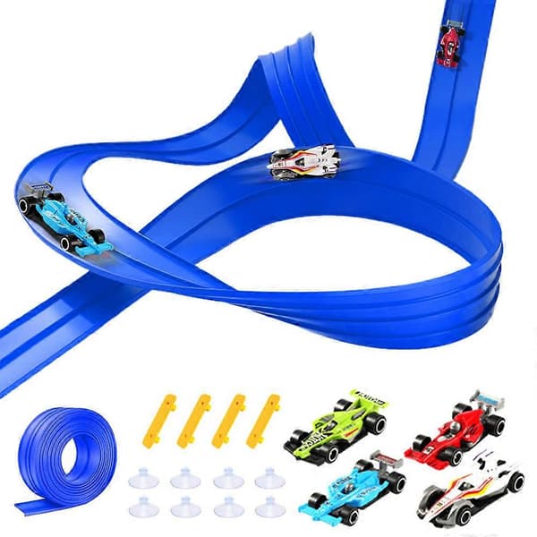 5m Fleksibelt DIY Racerbane Sæt til Børn, Legetøjsbilsleg Indendørs & Udendørs [JUN] One Size Blå One Size Blue