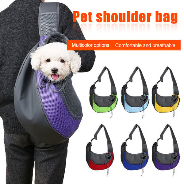 Pet Carrier Breathable Mesh Adjustable Padded Strap Outdoor Tote Shoulder Bag for Small Pets Sapphire