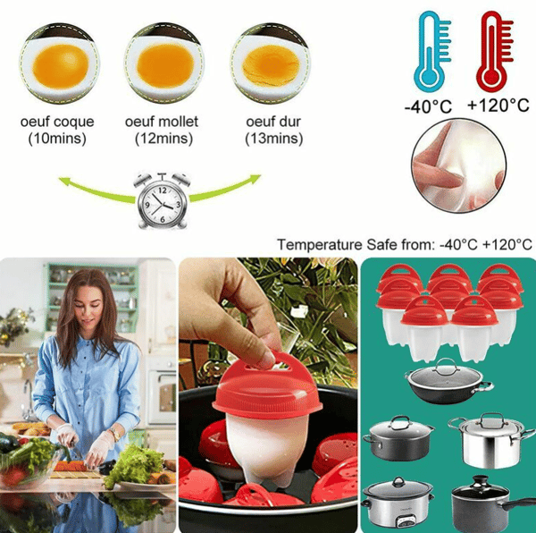 Silicone Egg Cooker, 2 Silicone Egg Poachers for Hard Boiled Eggs, Hard Boiled