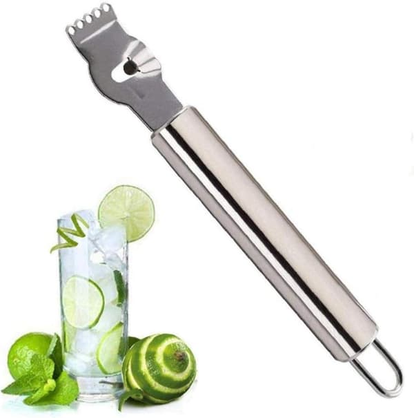 Stainless Steel Citrus Zester, Multifunctional Fruit Grater with Handle for Kitchen and Bar, Silver, 16 cm