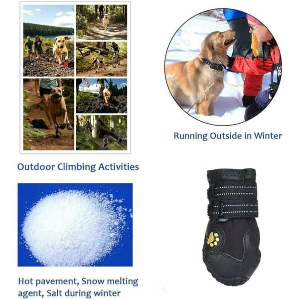 Protective Dog Boots, 4-Pack Waterproof Dog Shoes for Medium and Large Dogs - Black (2)