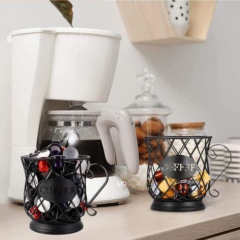 Opbevaringskurv til kaffekapsler (sort), kaffekapselholder