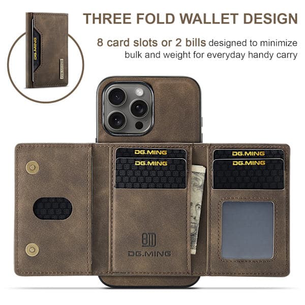 iPhone magnetisk kortholderdeksel, magnetisk delt mobiltelefondeksel kombinasjon-kaffe IP13 Pro Max_max kombinasjon-kaffe IP13 Pro Max