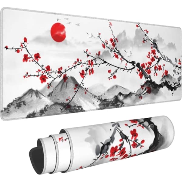 Akvarell Kirsebærblomst Musematte Rosa Fullt Skrivebord Japansk Sakura Musematte Utvidet Stor Sklisikker