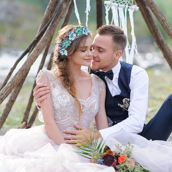 Blomsterkrans hår, 6-delt krans hår bryllup brud, bryllupskrans, pandebånd blomst, kunstig