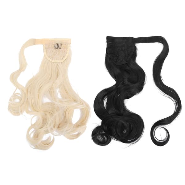 2 Pcs Ponytail Wig Extensions with Velcro, Curly Ponytail Wig for Women