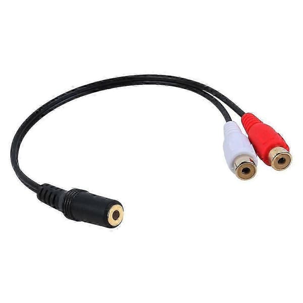 Gullbelagt 3,5 mm Jack Hun til 2 Hun Jacks Stereo Adapter Lydsplitter RCA (15cm)